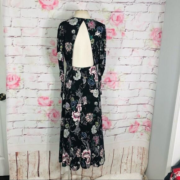 AFRM long sleeve floral open back midi dress - Picture 7 of 12